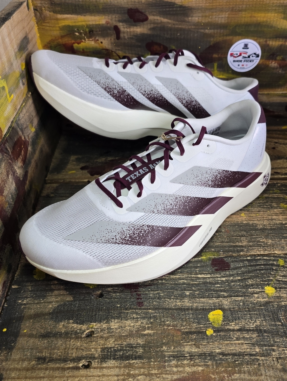 NEW Adidas Adizero Evo SL Texas A&M NCAA Men's Running Shoes JQ4566 Size 13